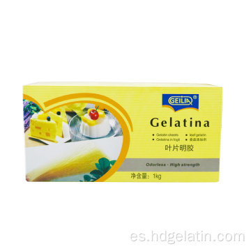 Hoja/película de gelatina halal comestible para postre